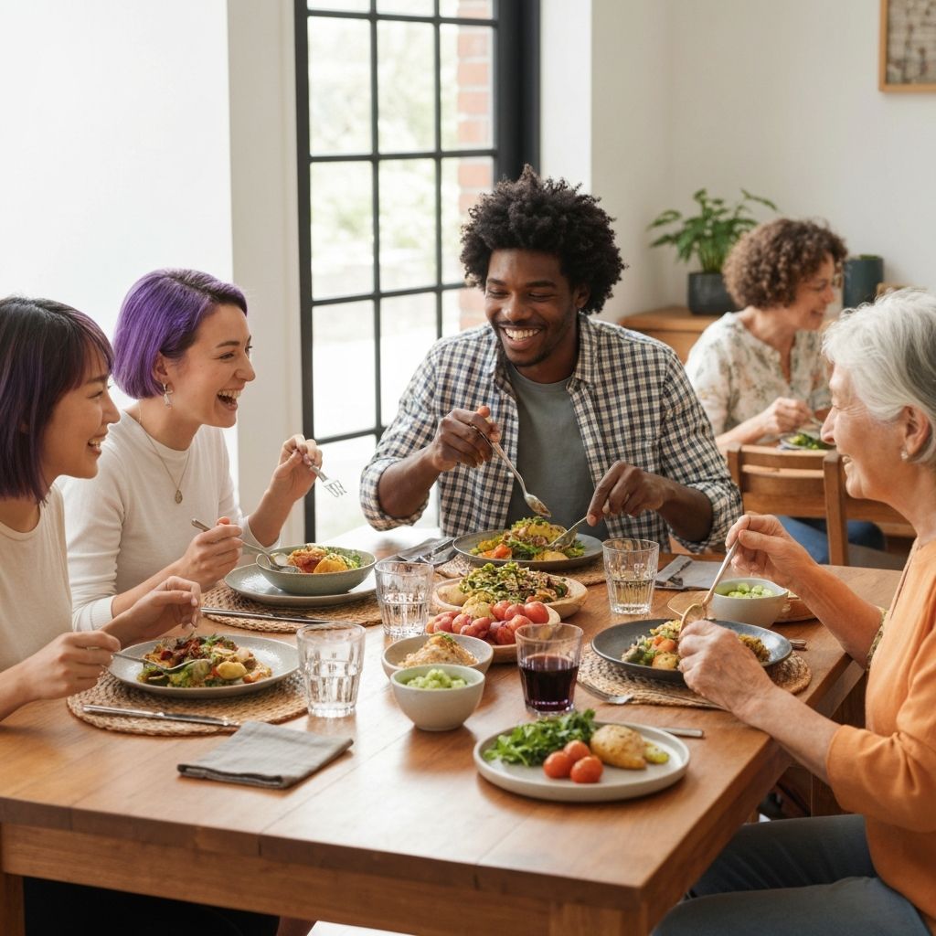 Familia compartiendo comida